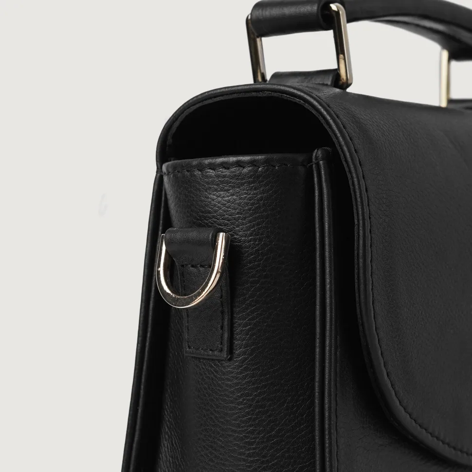 The Sandra Black Leather Saddle Bag