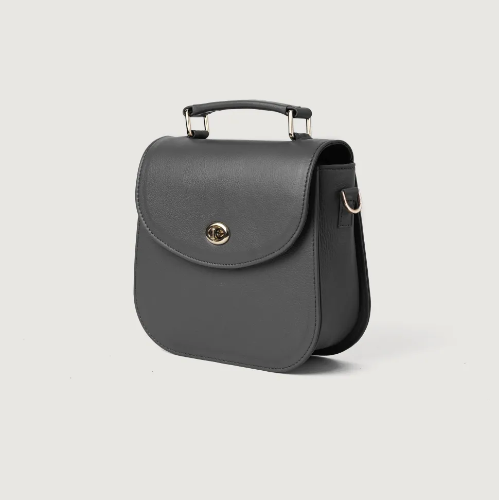 The Sandra Grey Leather Saddle Bag