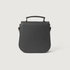 The Sandra Grey Leather Saddle Bag