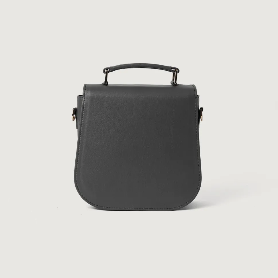 The Sandra Grey Leather Saddle Bag