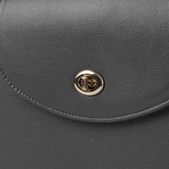 The Sandra Grey Leather Saddle Bag