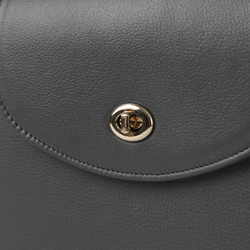 The Sandra Grey Leather Saddle Bag