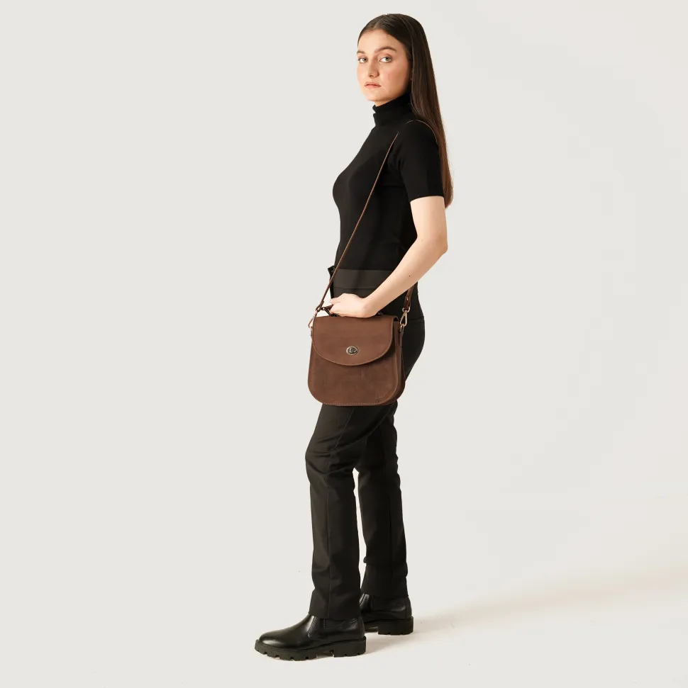 The Sandra Vintage Tan Leather Saddle Bag