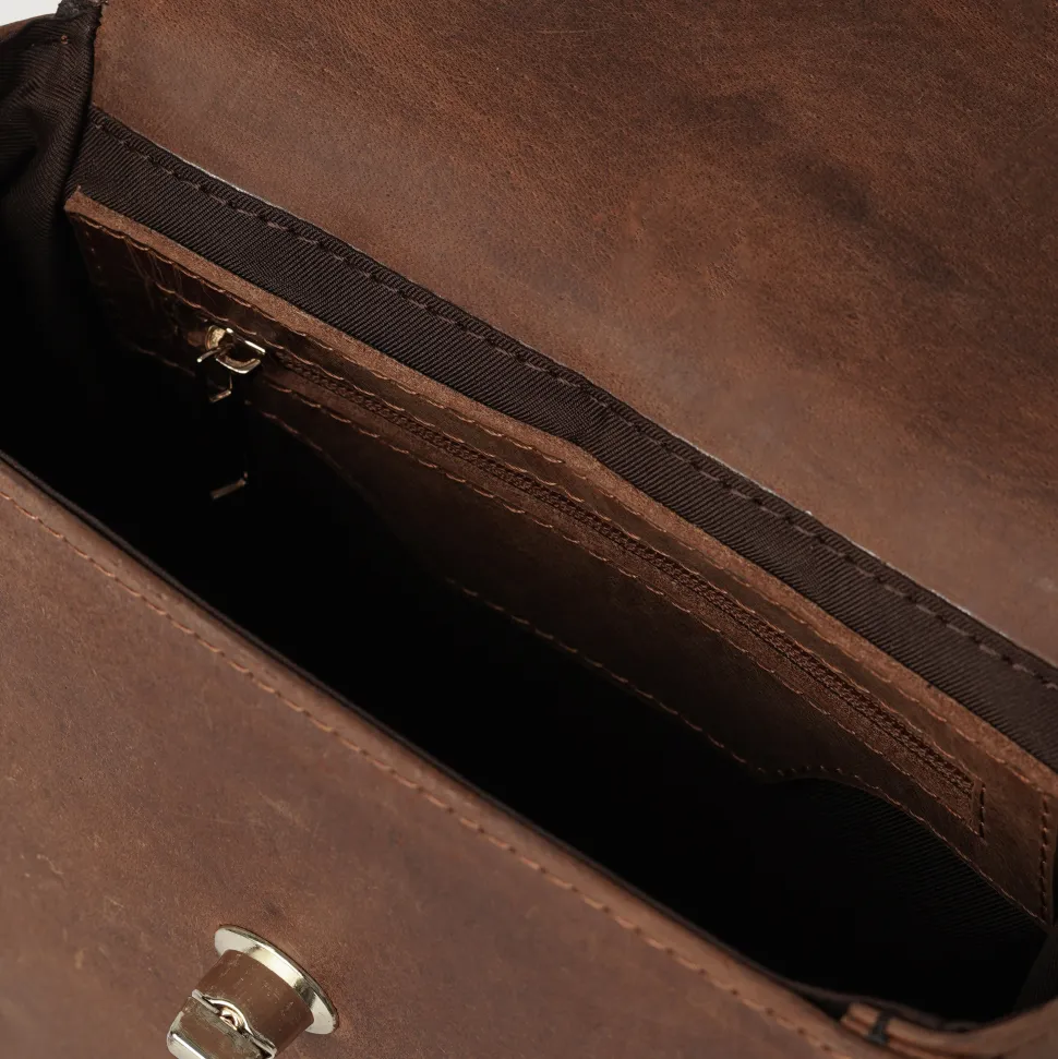 The Sandra Vintage Tan Leather Saddle Bag