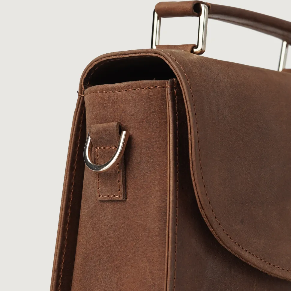 The Sandra Vintage Tan Leather Saddle Bag