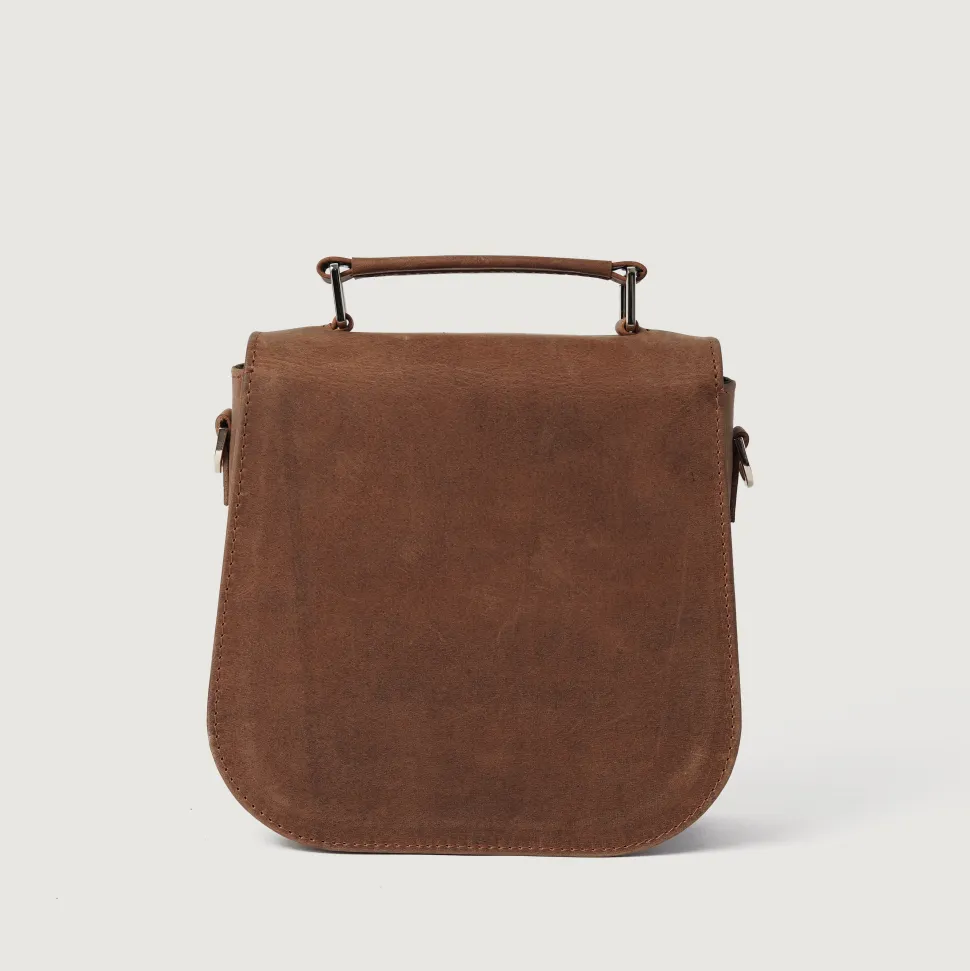 The Sandra Vintage Tan Leather Saddle Bag