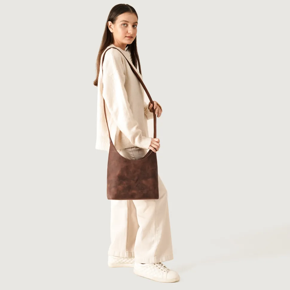 The Stefani Vintage Distressed Brown Leather Hobo Bag