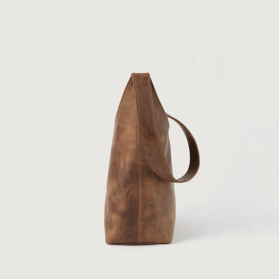 The Stefani Vintage Tan Brown Leather Hobo Bag