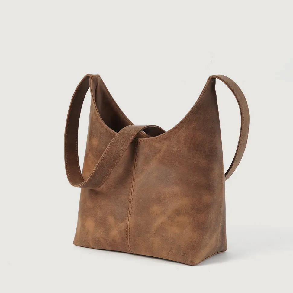 The Stefani Vintage Tan Brown Leather Hobo Bag