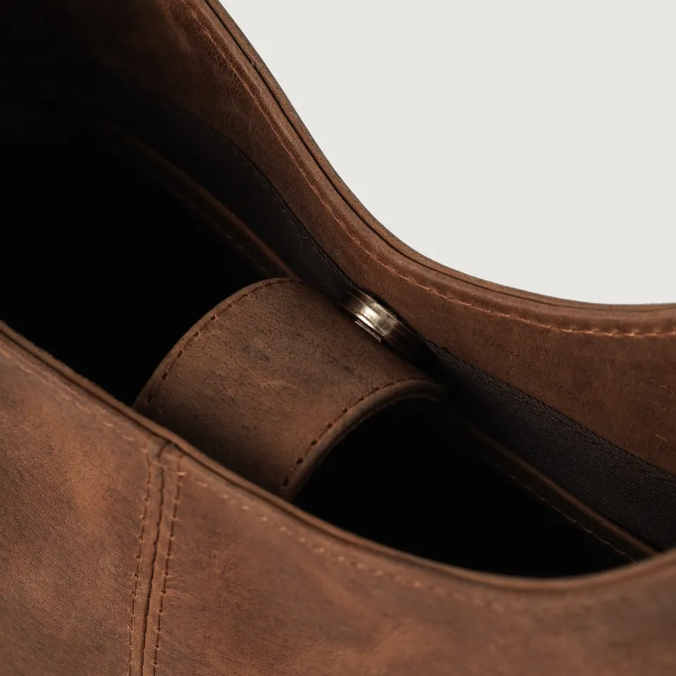 The Stefani Vintage Tan Brown Leather Hobo Bag