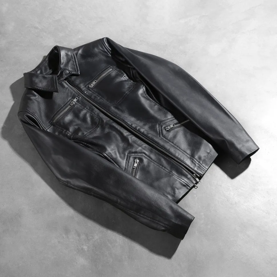 Tomachi Black Leather Jacket