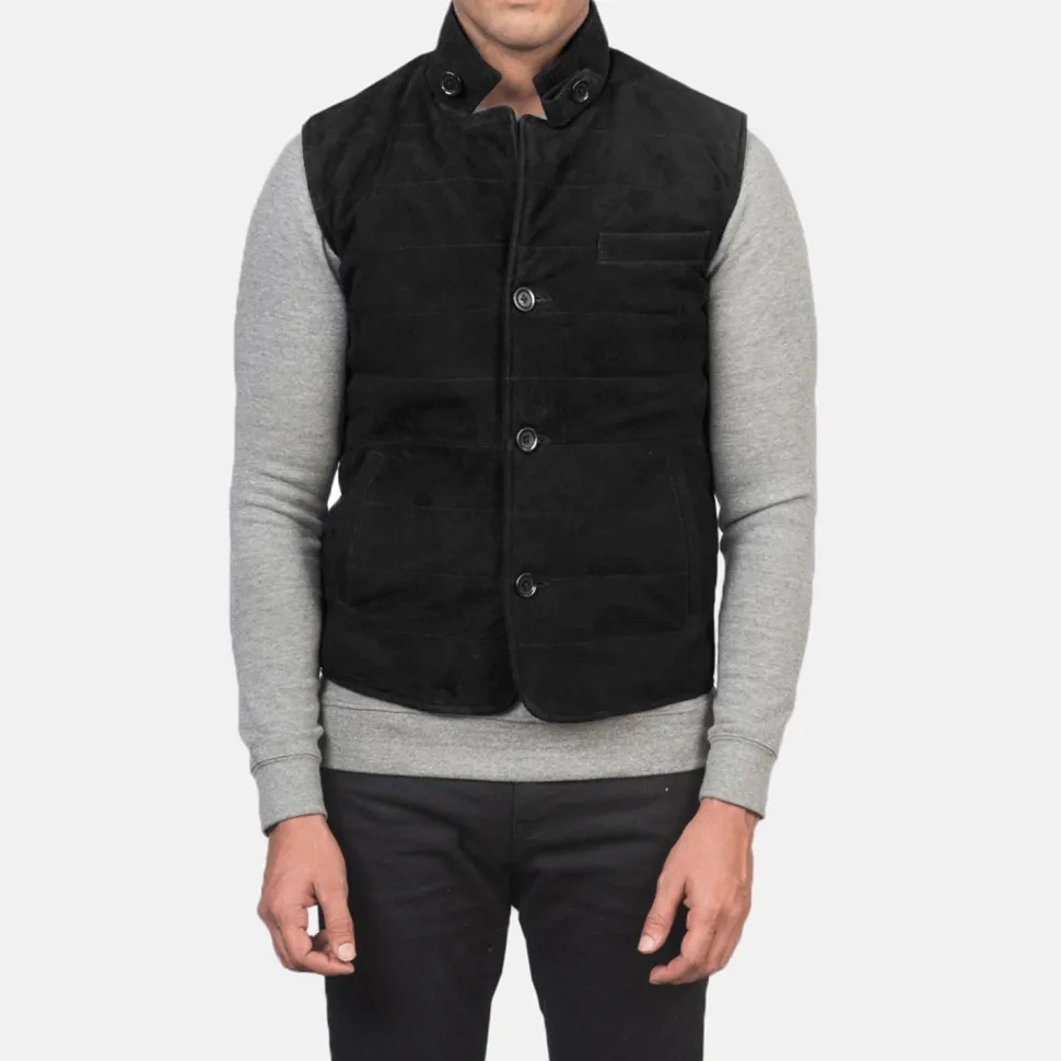 Tony Black Suede Vest