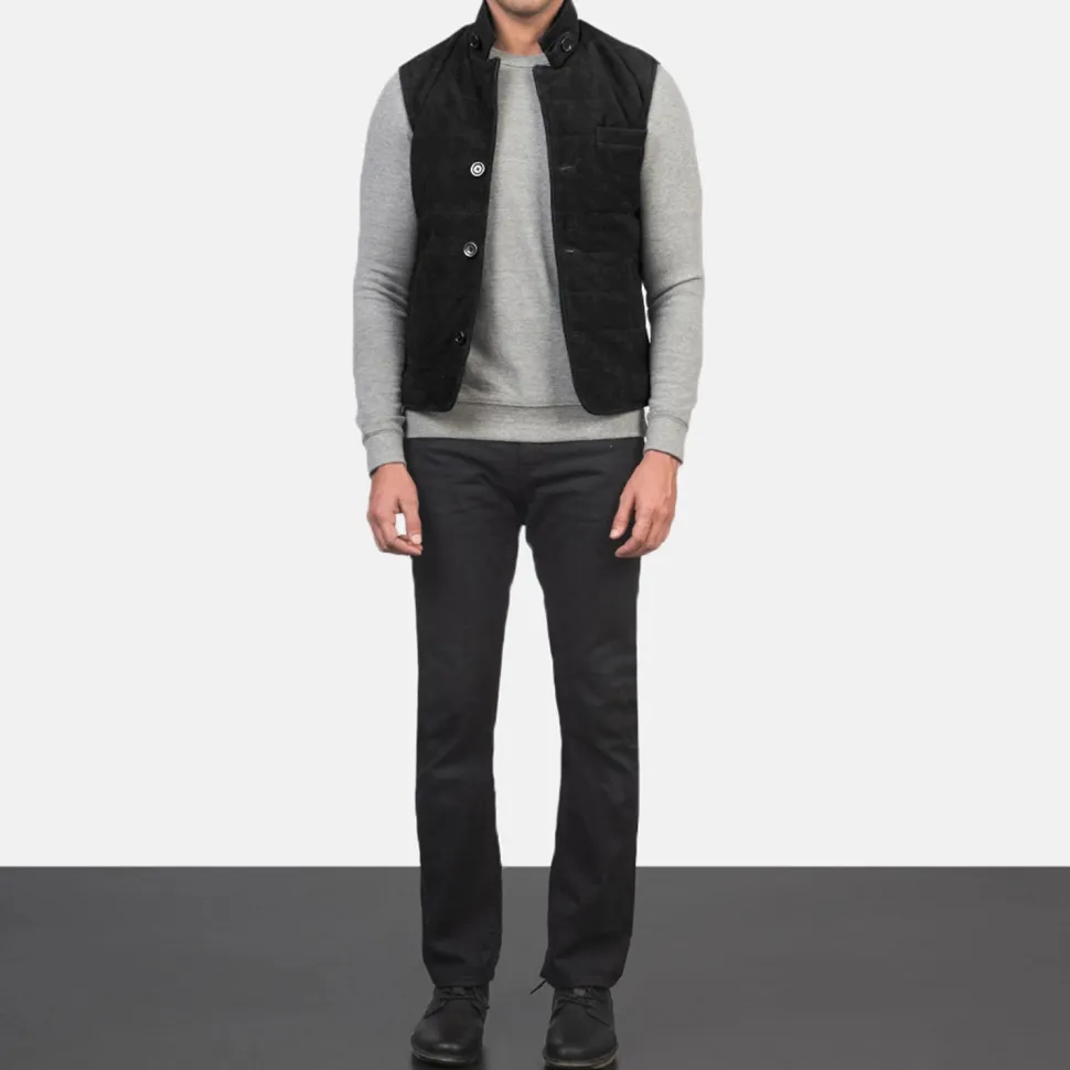 Tony Black Suede Vest
