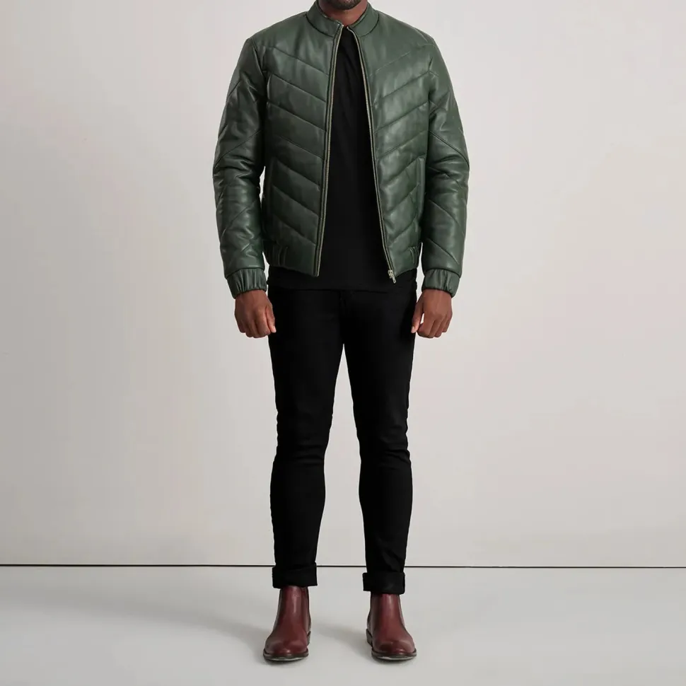 Travis Green Leather Puffer Jacket