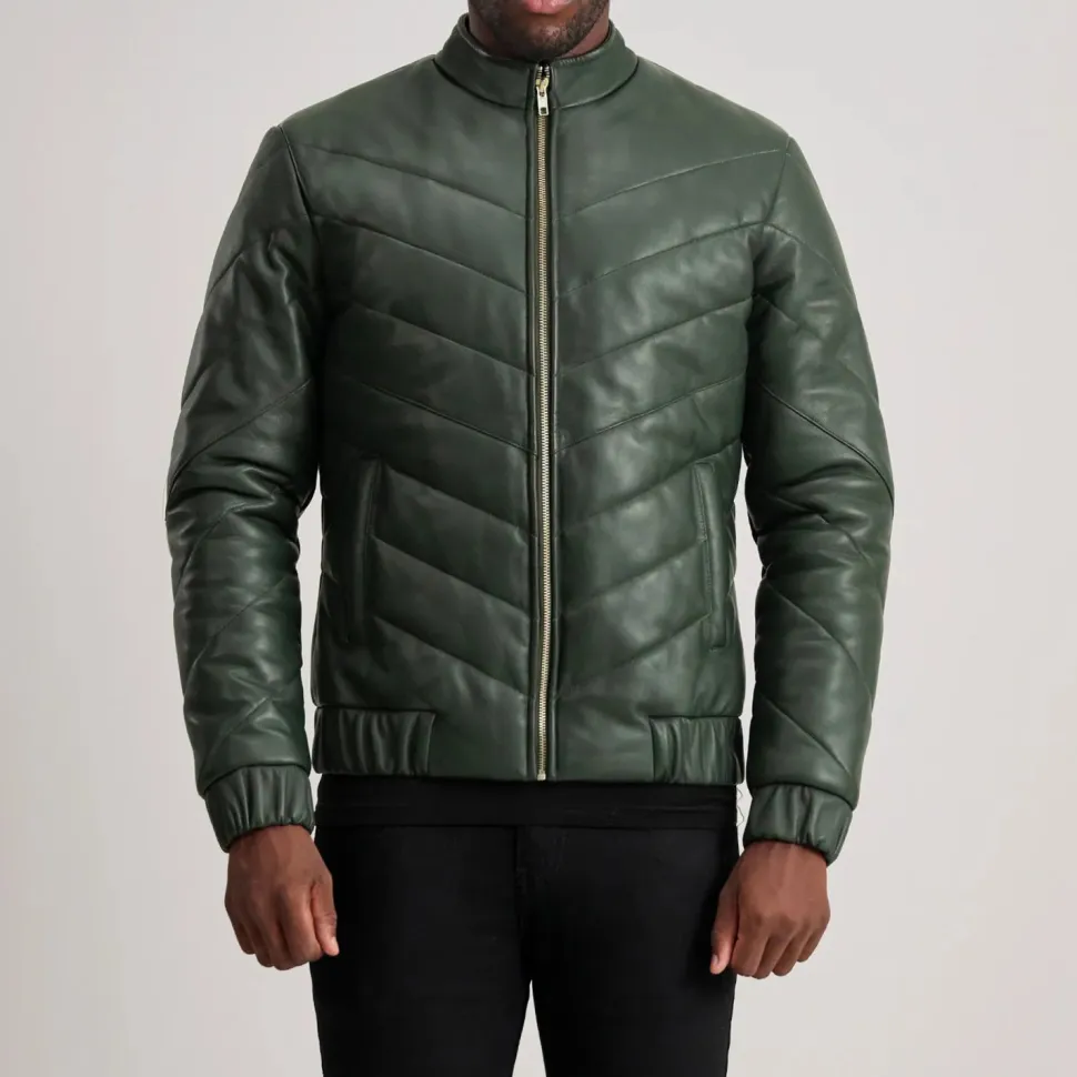 Travis Green Leather Puffer Jacket