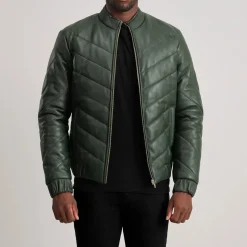 Travis Green Leather Puffer Jacket