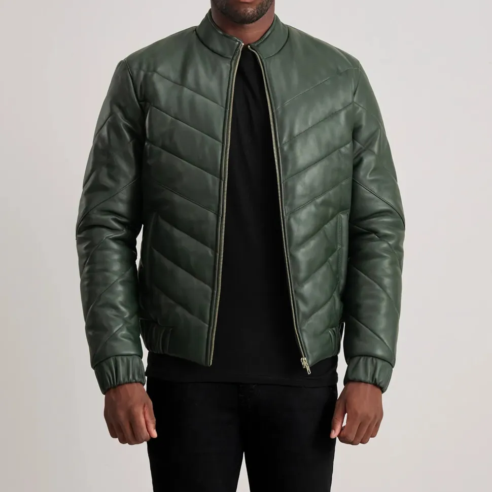 Travis Green Leather Puffer Jacket