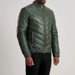 Travis Green Leather Puffer Jacket