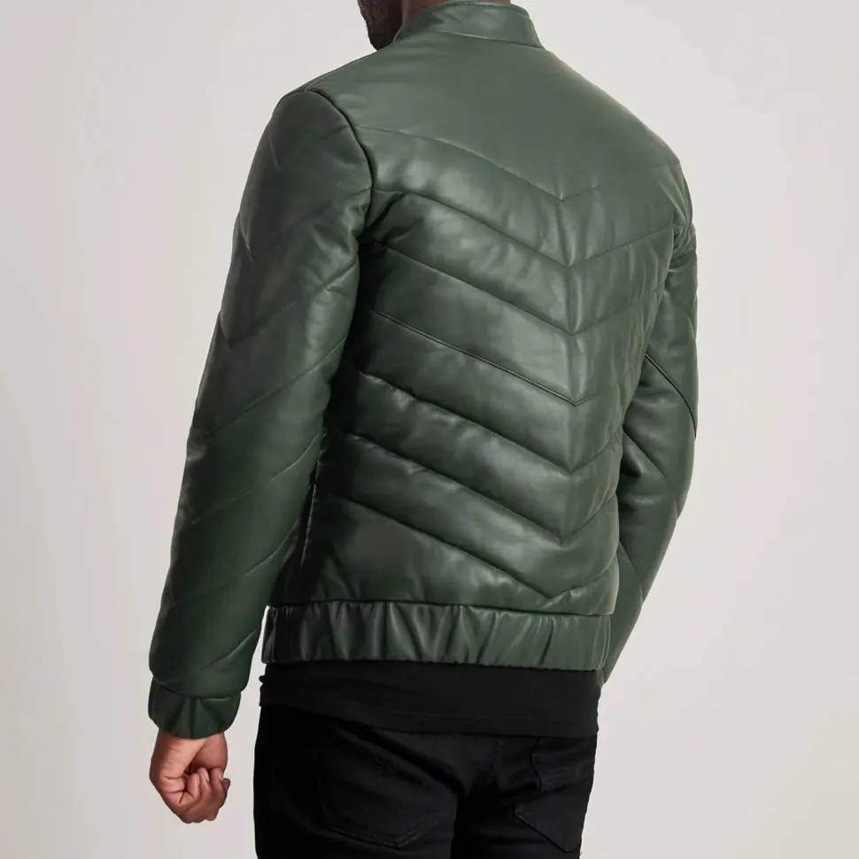 Travis Green Leather Puffer Jacket