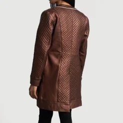 Trudy Lane Quilted Maroon Leather Coat