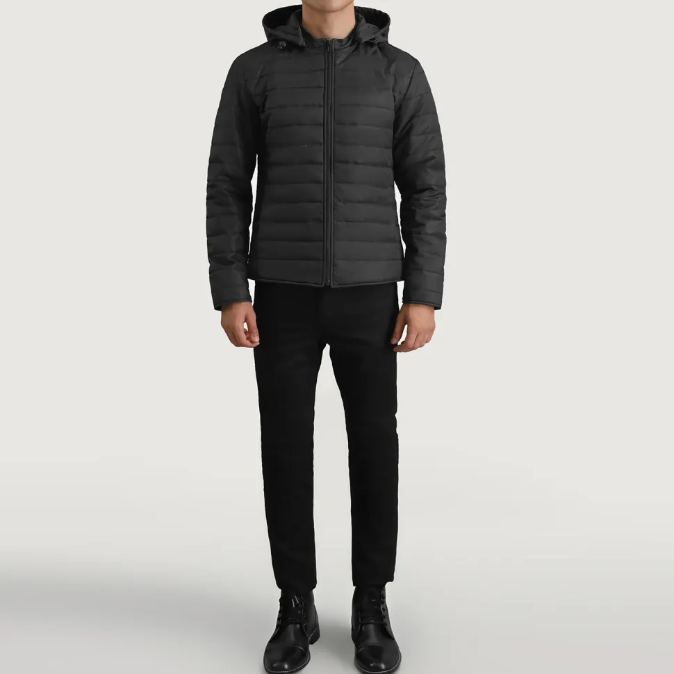 Tyler Black Hooded Puffer Jacket
