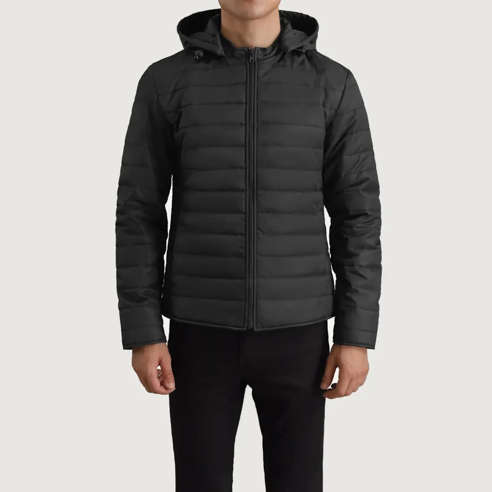 Tyler Black Hooded Puffer Jacket