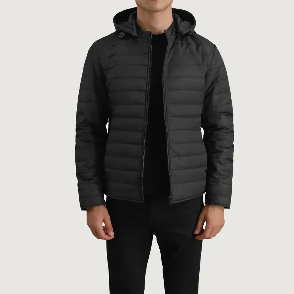Tyler Black Hooded Puffer Jacket