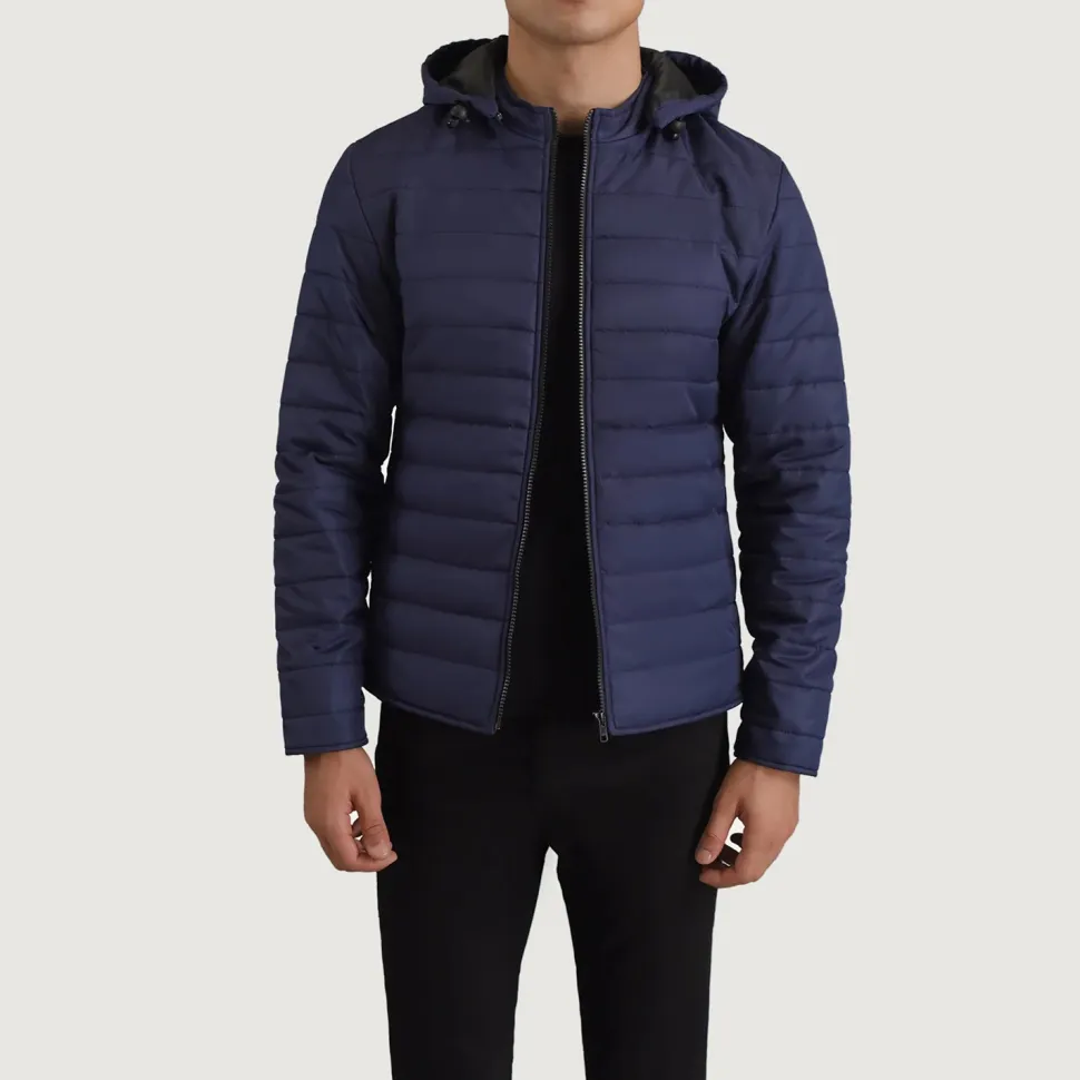 Tyler Blue Hooded Puffer Jacket