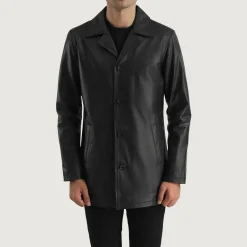 Urban Slate Black Leather Coat