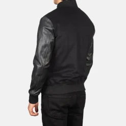 Vaxton Black Hybrid Varsity Jacket