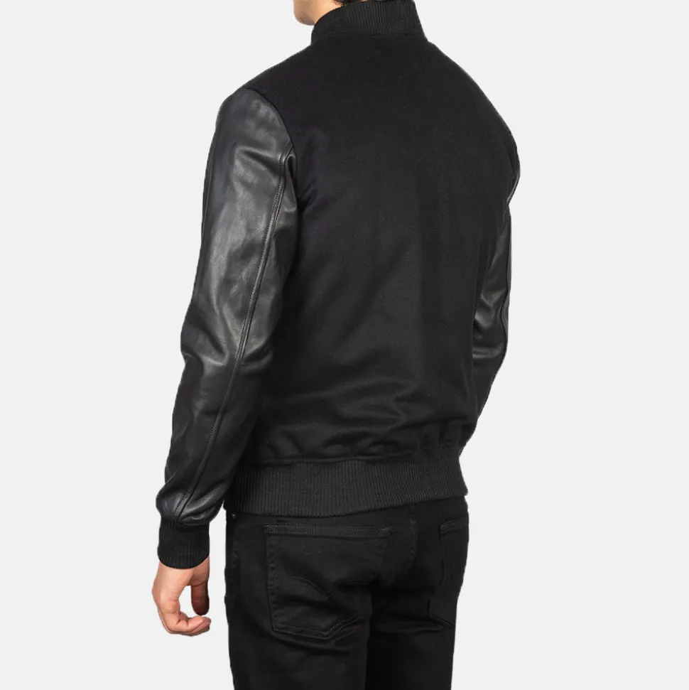 Vaxton Black Hybrid Varsity Jacket