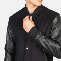 Vaxton Black Hybrid Varsity Jacket