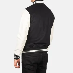 Vaxton Black & White Hybrid Varsity Jacket