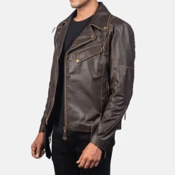 Vincent Brown Leather Biker Jacket