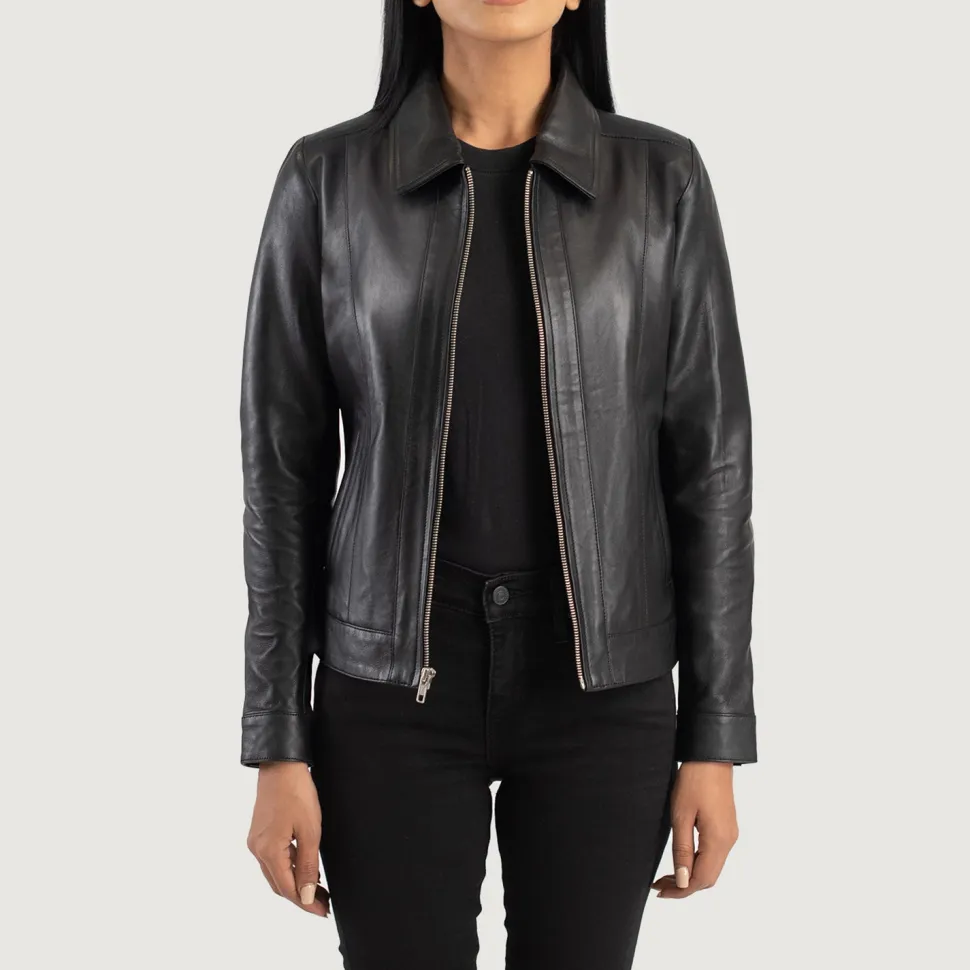 Vixen Black Classic Collar Leather Jacket