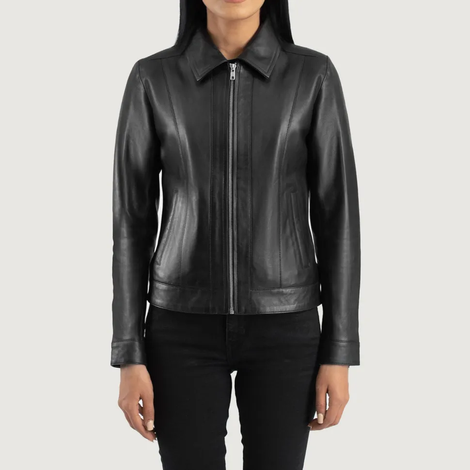 Vixen Black Classic Collar Leather Jacket