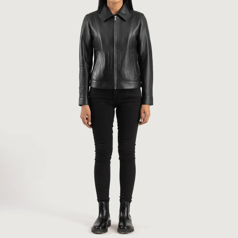 Vixen Black Classic Collar Leather Jacket