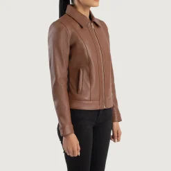 Vixen Brown Classic Collar Leather Jacket