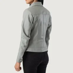 Vixen Grey Classic Collar Leather Jacket