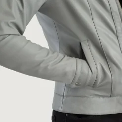 Vixen Grey Classic Collar Leather Jacket