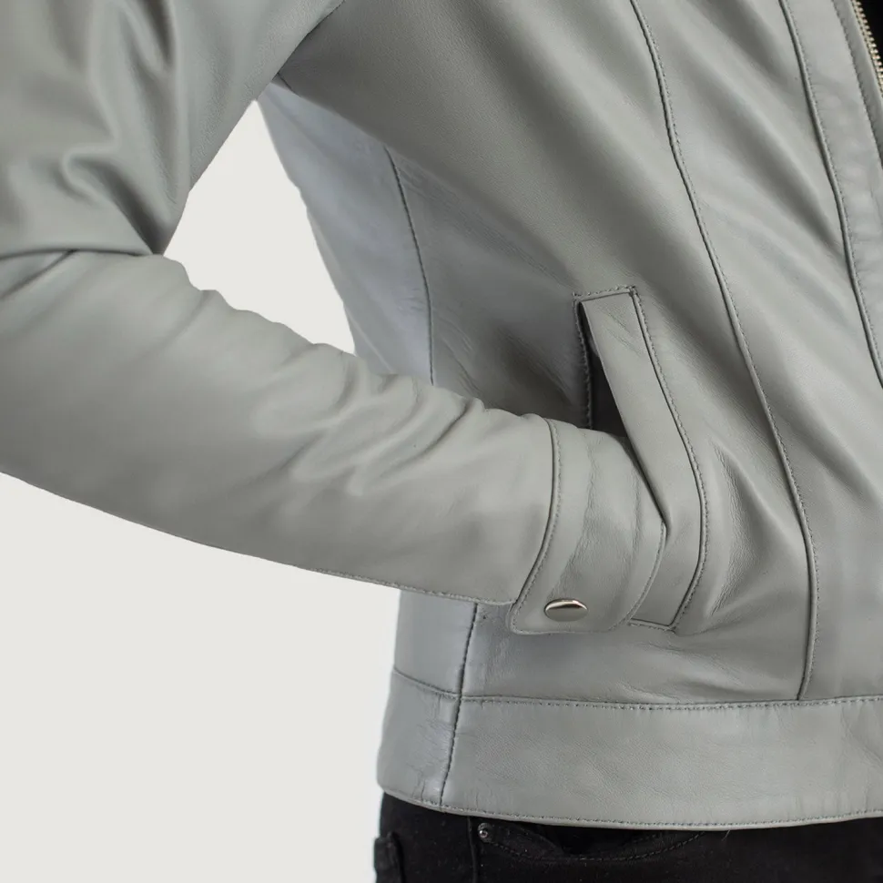 Vixen Grey Classic Collar Leather Jacket