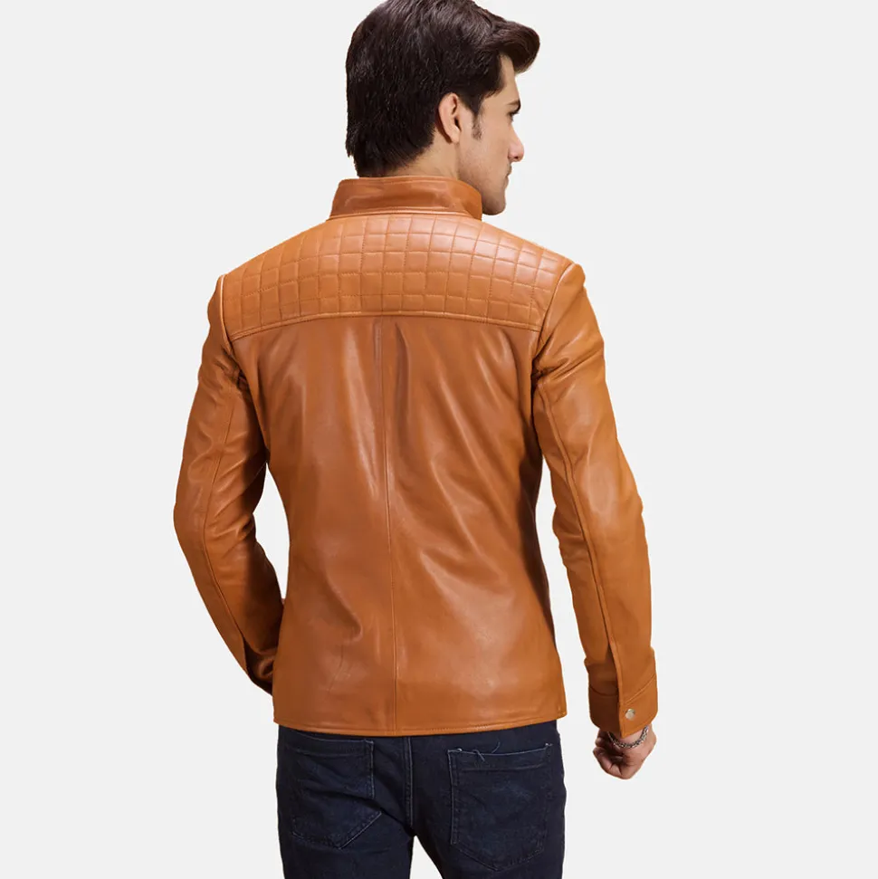 Voltex Tan Leather Biker Jacket