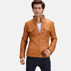 Voltex Tan Leather Biker Jacket
