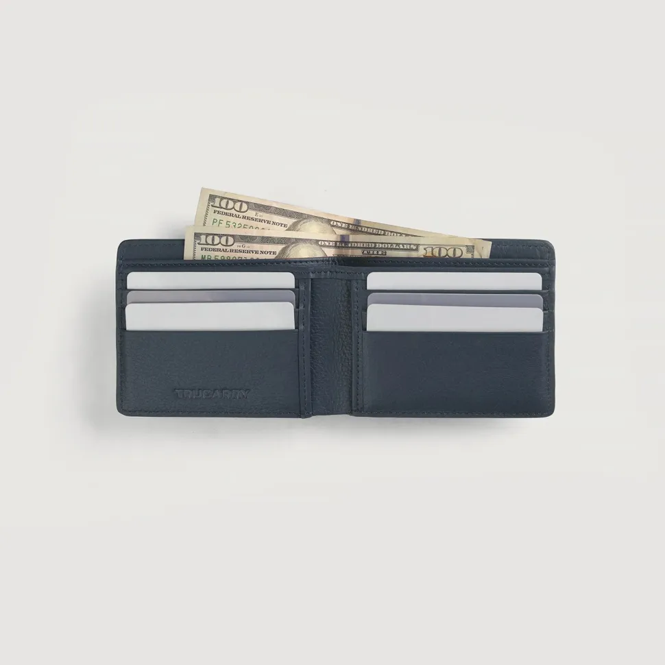Voren Blue Leather Bi-fold Wallet