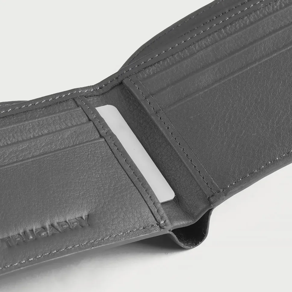 Voren Grey Leather Bi-fold Wallet