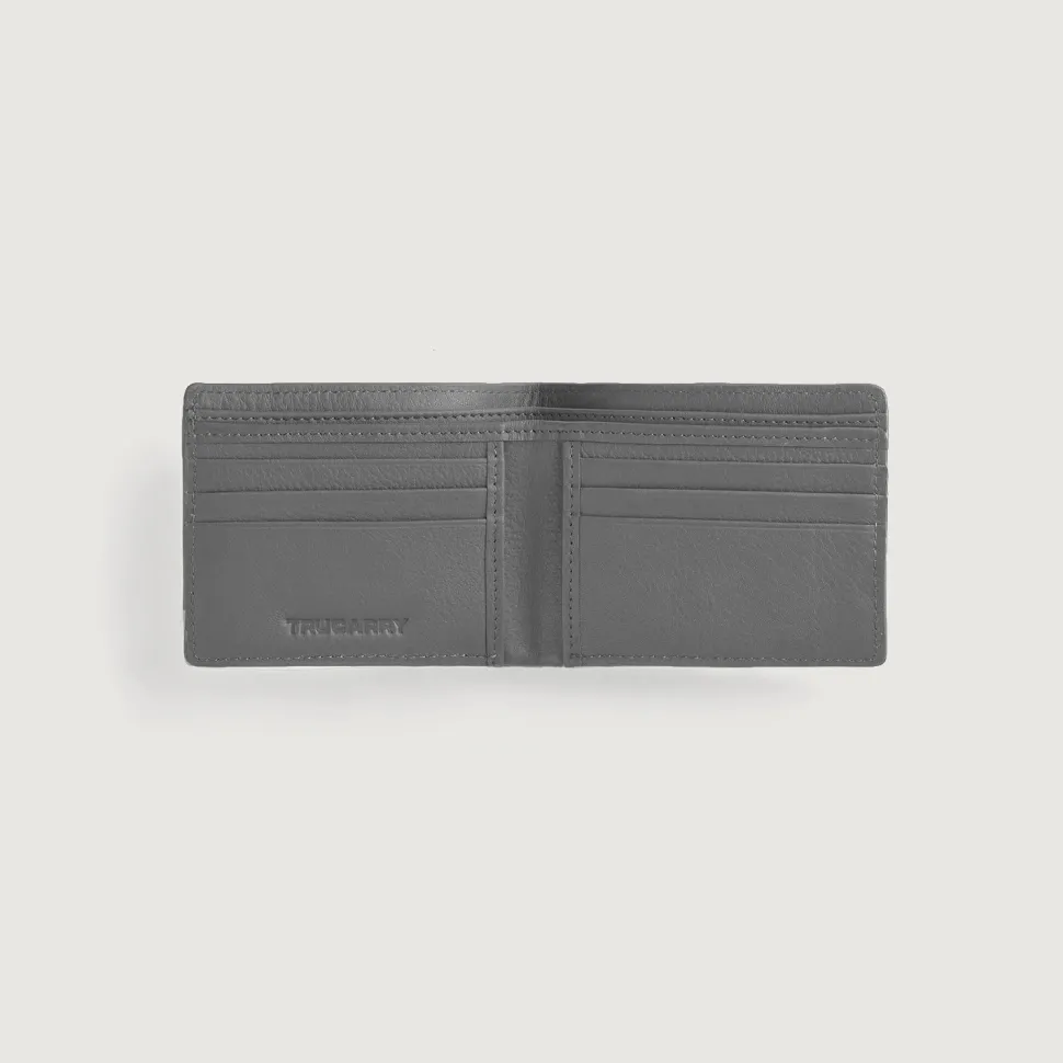 Voren Grey Leather Bi-fold Wallet