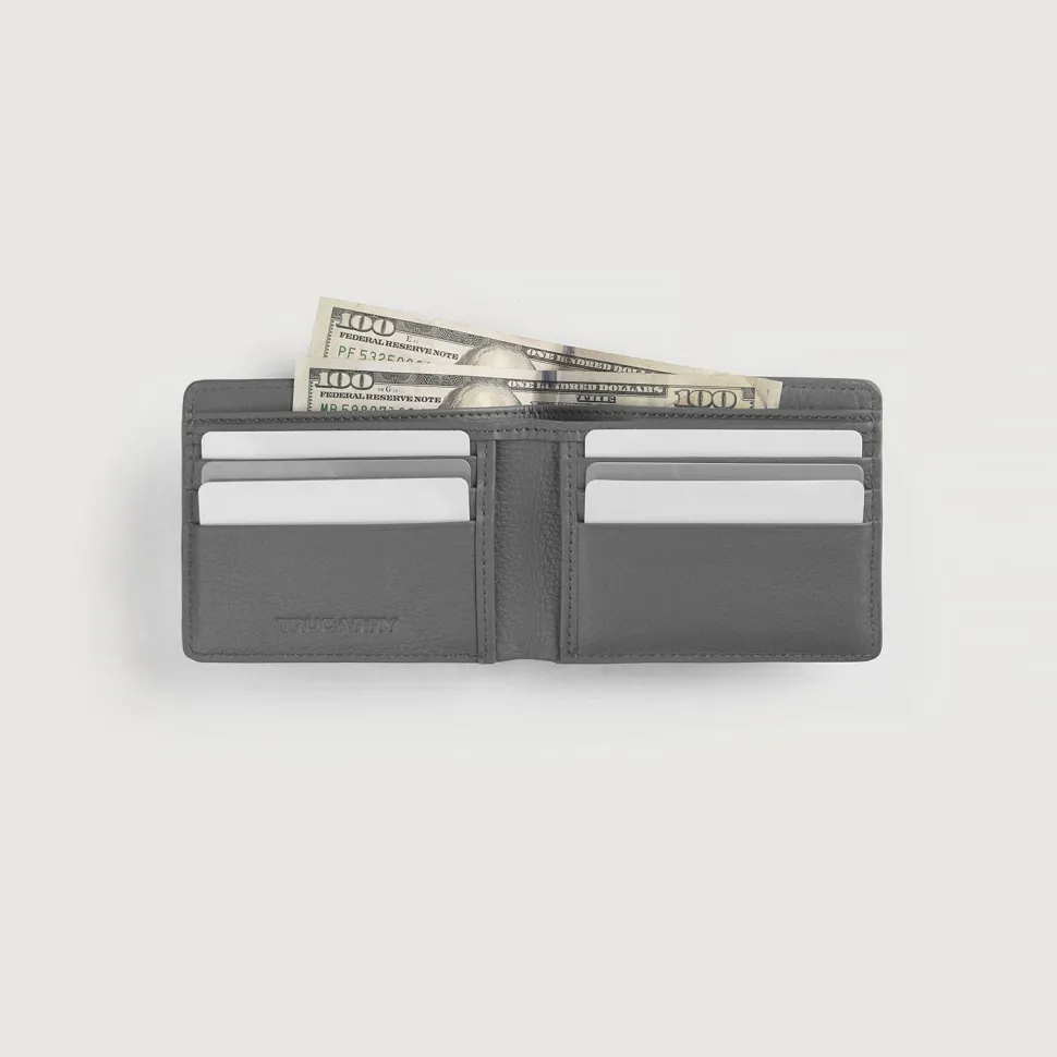 Voren Grey Leather Bi-fold Wallet
