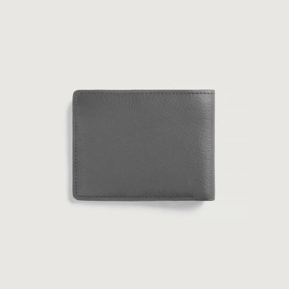 Voren Grey Leather Bi-fold Wallet