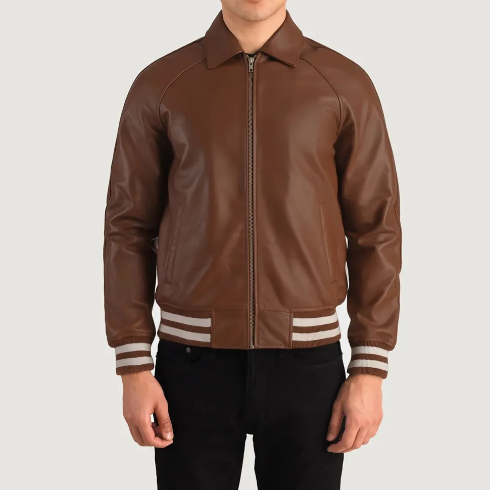 Walton Brown Leather Varsity Jacket