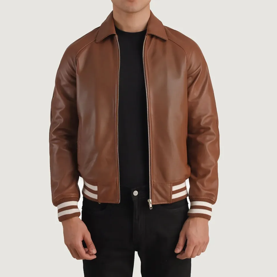 Walton Brown Leather Varsity Jacket